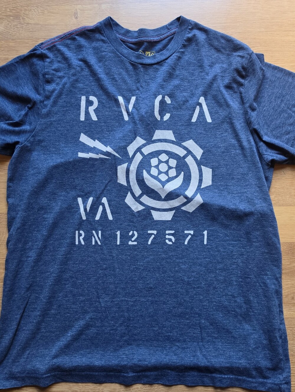 RVCA Navy Blue Short Sleeve Logo Graphic Tee